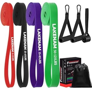 Resistance Bands Set, Exercise Workout Pull Up Assistance Bands with Door Anchor & Handles, Storage Bag, Muscle Training Straps for Fitness, Working Out, Body Stretching, Physical Therapy