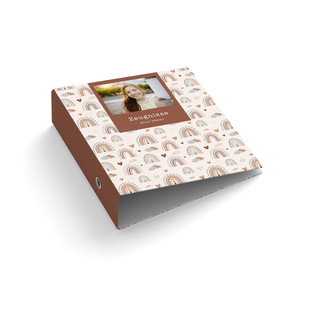 easyprint Ringordner • Ordner | Personalisierbar mit Foto + Name | Regenbogen | Mit Griffloch | Für DIN A4 | 7,4 cm breit | Füllhöhe 55 mm | Schwarz