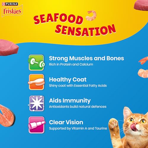Image of Purina Friskies Seafood Sensations Adult Dry Cat Food, 2.5kg, Contains Tuna, Salmon, Snapper, Crab & Shrimp Flavours