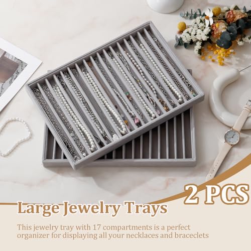 Image of Large Velvet Jewelry Tray Display Drawer Inserts 2 Pack