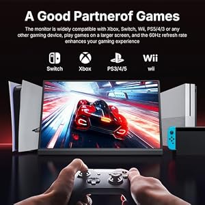WGK 15.6 inch Portable Monitor 1080P FHD Travel Display HDMI/USB-C Compatible with Laptops, Desktops, Phones, PS, Mac, Xbox, Switch, and Other Gaming Devices Includes Stand and Speakers VESA — photo 4 of 6