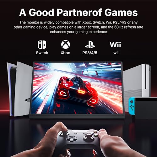 WGK 15.6 inch Portable Monitor 1080P FHD Travel Display HDMI/USB-C Compatible with Laptops, Desktops, Phones, PS, Mac, Xbox, Switch, and Other Gaming Devices Includes Stand and Speakers VESA by WGK - Image 4