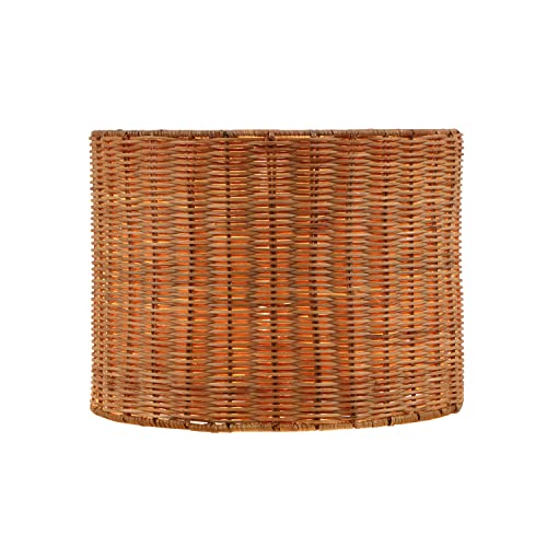 Image of Aspen Creative 31604, Drum Spider Lamp Shade, Natural Rattan, 12 inch Top x 12 inch Bottom x 9 inch Height