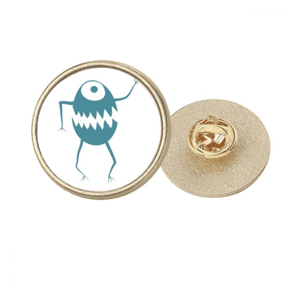Broche ronde métal doré alien cyclops accessoire rétro art déco M
