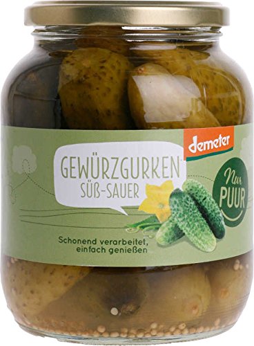 nur puur Bio Gewürzgurken, süß-sauer Demeter (6 x 680 gr)