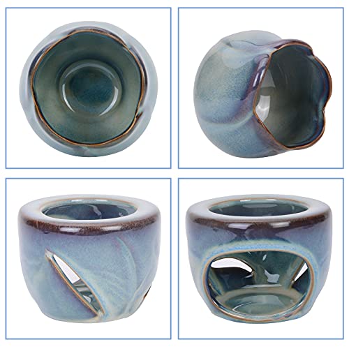 Jiafive Ceramic Tealight Wax Warmer With Candle Spoon, Lotus Candle Warmer Candle Tealight Holder Fragrance Warmer For Home Bedroom Decor Christmas Housewarming Gift Dark Blue #TOP4
