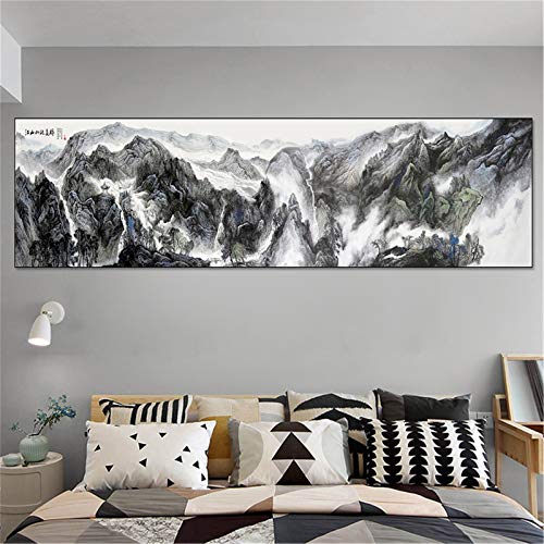 Broderie point de croix diamant complète paysage alpin grand format pour mur vide