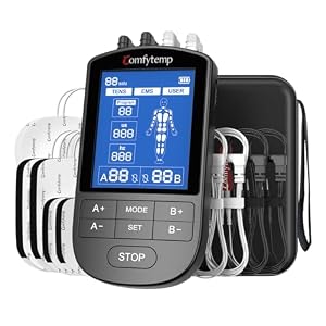 Comfytemp 4 Outputs TENS Unit for Cover Multiple Parts, TENS Unit Muscle Stimulator with Customizable User Mode & 19 Modes, FSA HSA Eligible, Pain Relief & Massage for Back, Shoulder, Neck, Sciatica