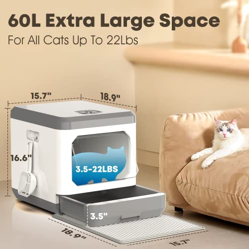 Smart Cat Litter Box Automatic Odor Removal, Enclosed Litter Box With Lid For Large And Multiple Cats, Easy-To-Clean Covered Litter Box Includes Ion Deodorizer And Urine Leak Prevention #TOP2