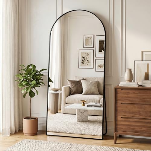 Image of Full Length Mirror, 71 inchx32 inch Arched Floor Mirror, Black