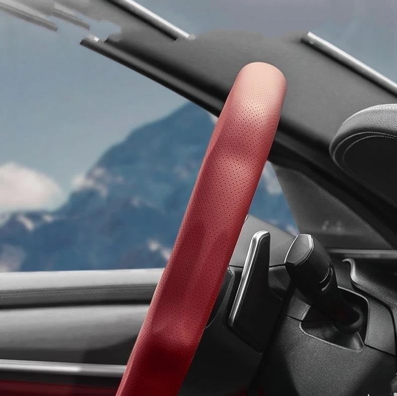 Volante Protector Volante Coche Manillar Cuero Alta Gama Todas Las Estaciones Universal Ultrafino Antideslizante Y Absorbente Sudor Juego Cubierta(Naranja)