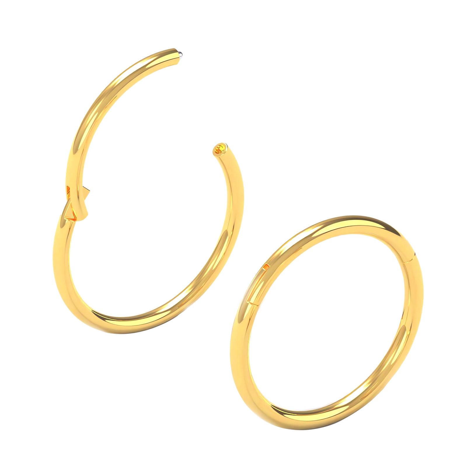 Body CAC 0.8mm/1.0mm/1.2mm/1.6mm/2.0mm/3.0mm/4.0mm/5.0mm/6.0mm Steel Hypoallergenic Clicker Hinged Nose Septum Ring Hoop with Colour Gold-Silver tone-Black-Rose gold — view 21