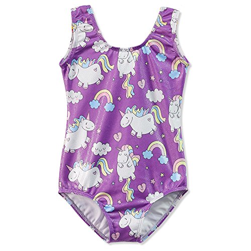 HOZIY Gymnastics Leotards for Girls Toddlers Kids Sleeveless Tumbling Outfits for Dance Print