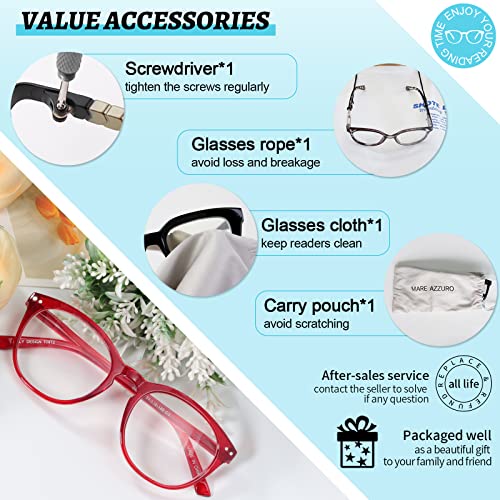 Image of MARE AZZURO Reading Glasses Women Round Readers 0 1.0 1.25 1.5 1.75 2.0 2.25 2.5 2.75 3.0 3.5 4.0 5.0 6.0 (Red 225)