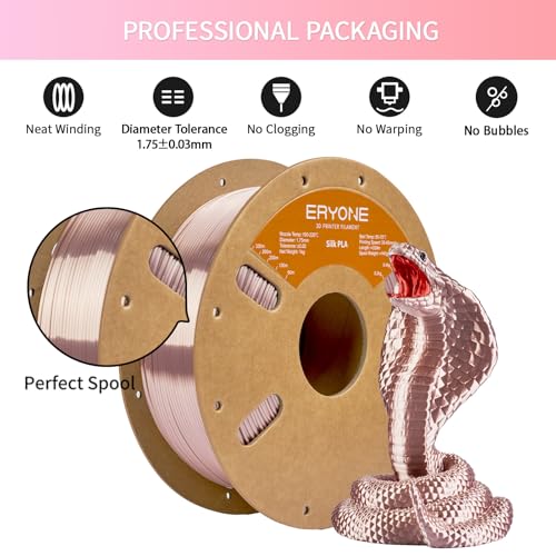 Image of ERYONE Silk PLA Filament for 3D Printer 1.75mm + /- 0.03mm, Shiny Filament 1kg (2.1lbs) /Spool, Rose Gold(Champagne Pink)