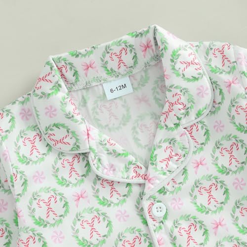 FULA-bao Baby Girls Boys Silk Christmas Pajamas Set Santa Claus Bows Satin Pj Sets Long Sleeve Button Up Shirts and Pants4