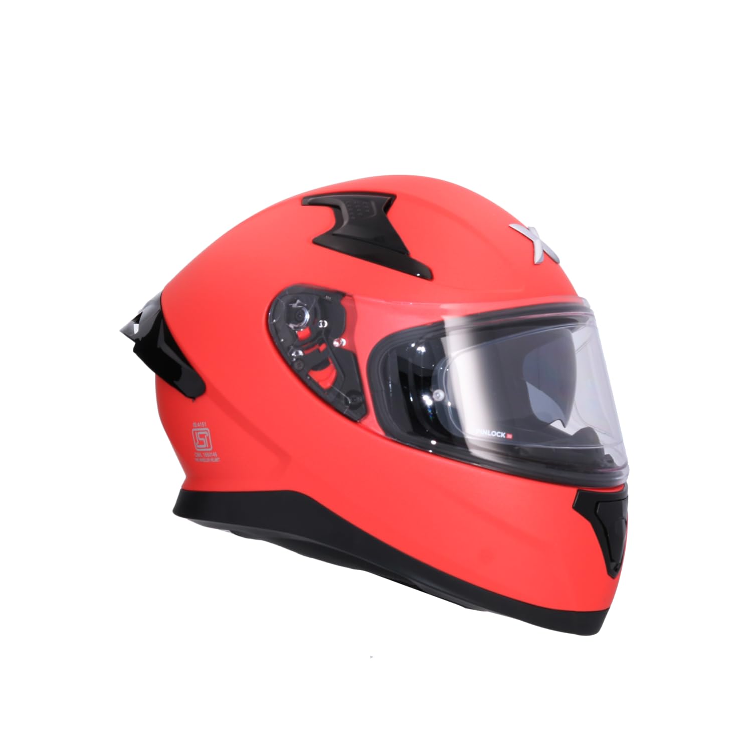 Casco AXOR Apex Solid Casco Integral de Moto Rojo Mate con Pantalla Extra y Lente Solar, Diseño Deportivo, Talla XS
