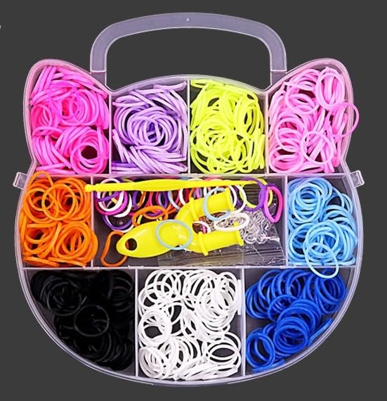 VINTAGER 10 Colored Loom Band Set with Cat Head Design Case, Colorful Rainbow Color Rubber Loom Bands Refills Kit Set for Kids Party DIY Crafting Bracelets Toys Gifts (B0CQYFJN4N) Amazon Price History, Amazon Price Tracker
