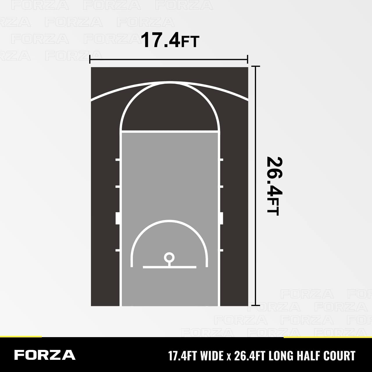 FORZA Basketball Court Floor Tiles - Outdoor Basketball Tiles | Basketball Floor Mats | Basketball Training | Home Basketball Tiles [NBA/FIBA Conformed] (17.4ft x 26.4ft Mini Court)