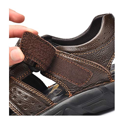 YONGJIA Mens Leather Handmade Sandals Closed Toe Casual Outdoor Adjustable Summer Shoes4