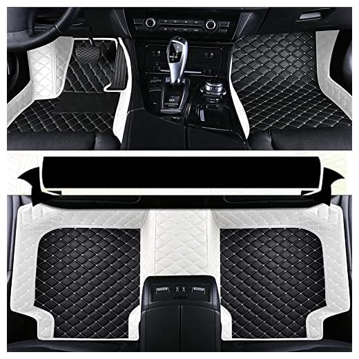AJDGL Customize All-Weather Protection Luxury Leather Floor Mats for Cars, SUVs, and Trucks According to Automotive Model (3D Side White Medium Black White)