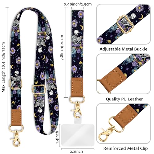 Image of Piefly Cell Phone Lanyard Crossbody Wrist Strap Adjustable for Women Goth | Travel Daily Cruise, Around the Neck, Hands-free, Universal, Fit Keys ID badge, Accessories, Compatible with Most Smartphones