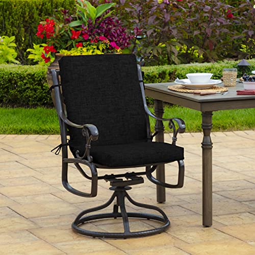 Image of Arden 4-Pack Outdoor Patio Dining Chair Cushion, 20 x 44, Rain-Proof Seat Pad, Fade-Resistant Outdoor Cushion Black Leala