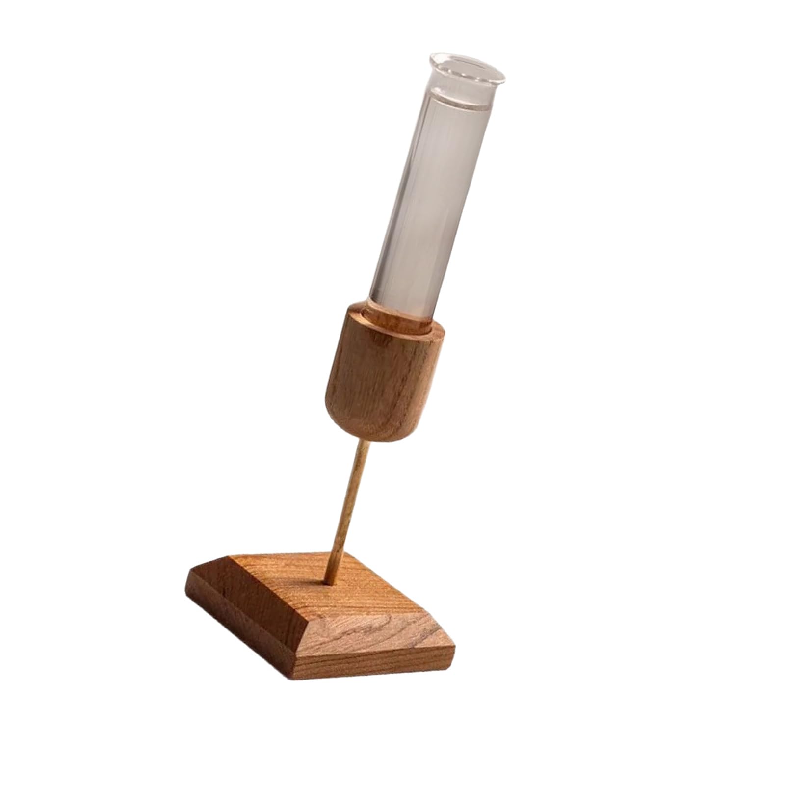 Nucelit Wooden Base Clear Glass Tube Vases Desk Hydroponic Planter Plant Propagation Station for Home Offices Decoration Clear Glass Tube Vases