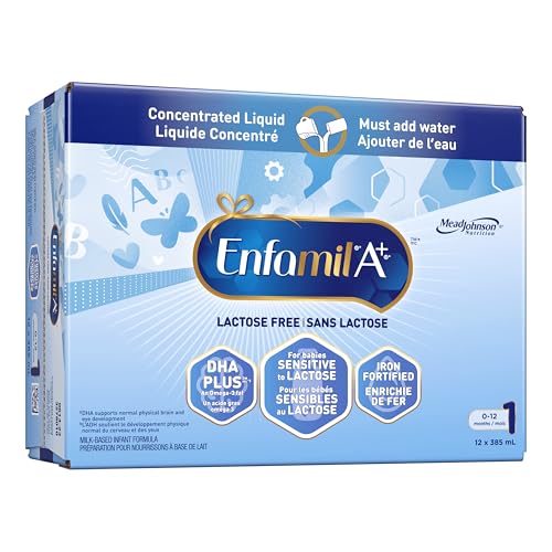 Enfamil A+ Lactose Free Baby Formula, Concentrated Liquid Cans, 385mL x 12