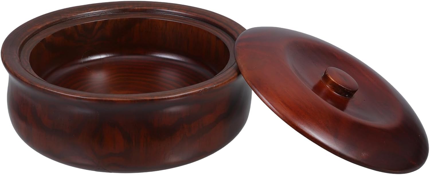 Wooden Snacks Bowl with Lid Fruit Bowl Wooden Snack Box 22-23x7.5cm Coffee Color for Kitchen Counter and Home Use