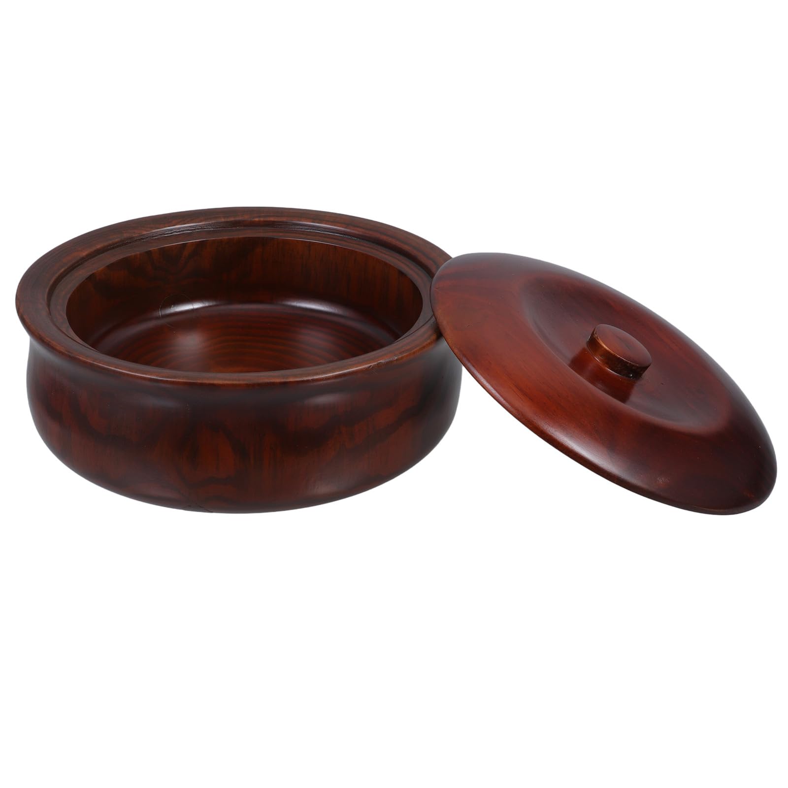 Bol de Madera con Tapa Estilo Retro para Snacks y Postres, Fácil de Limpiar, Diseño Redondo Adecuado para Hogar y Tienda