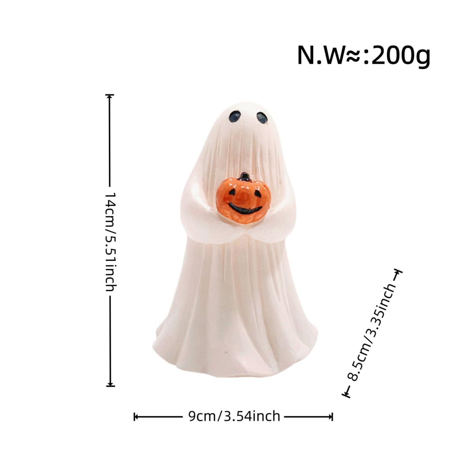 2 Pezzi Statuetta Fantasma con Zucca Decorativa Spettri con Zucca Piccole Decorazione per Halloween