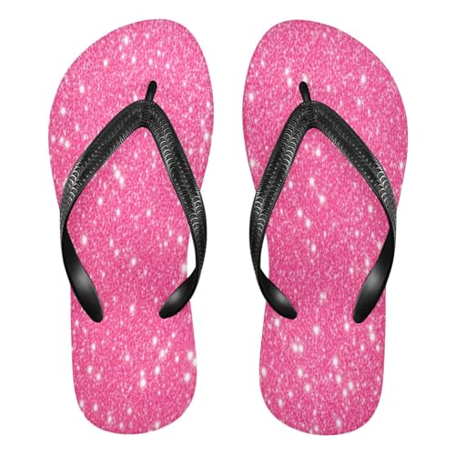 Nander Pink Sparkling Glitter Printing Sandal Flip Flops of Men's & Women's,Beach Slippers Flip Flops Shower Shoes