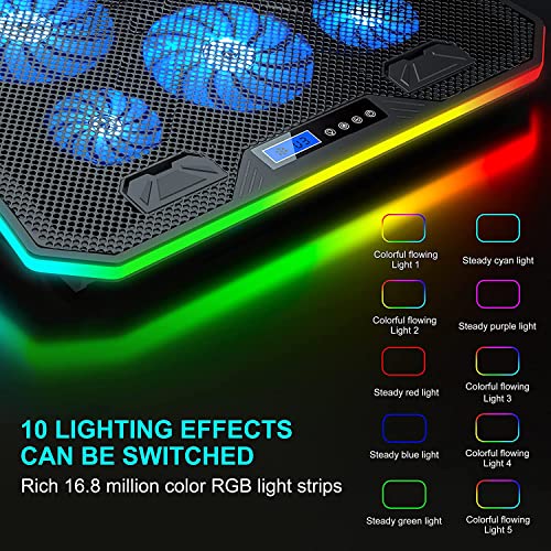 Image of Techie 2 Fan Laptop Cooling Pad with Mobile Stand for Upto 15.6 Inch Laptops with 5 Adjustable Levels. (6 Fan RGB)