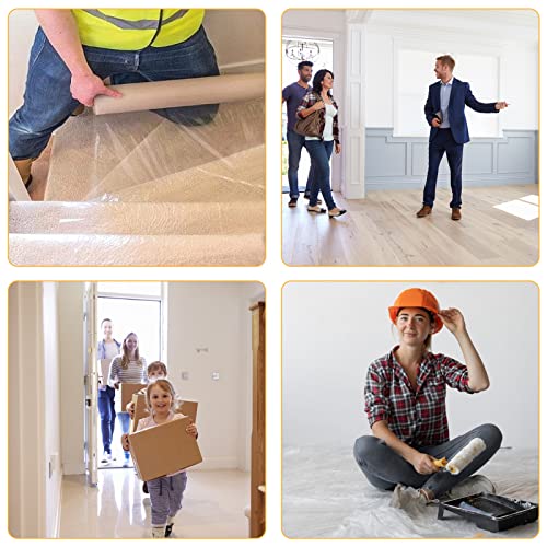 Película protectora de suelo para moqueta, grande 60 cm x 100 m, transparente, autoadhesivo largo, película de protección temporal de plástico PE, resistente al agua, cubierta de polvo para piso - imagen 7