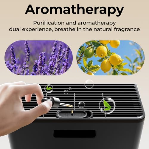 Image of Air Purifiers for Home Large Room, Air Purifier up to 2200sq.ft, PM2.5 Air Quality Display, Sleep Mode with Fragrance for Smoke Dust Odors, ET066, Black, 1Pack+3Modes