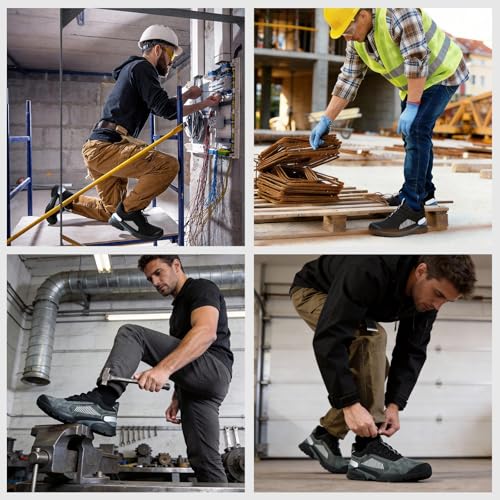 Image of Steel Toe Shoes for Men,Lightweight Work Shoes,Mens Indestructible Safety Boots,Puncture Proof Construction Steel Toe Sneaker.