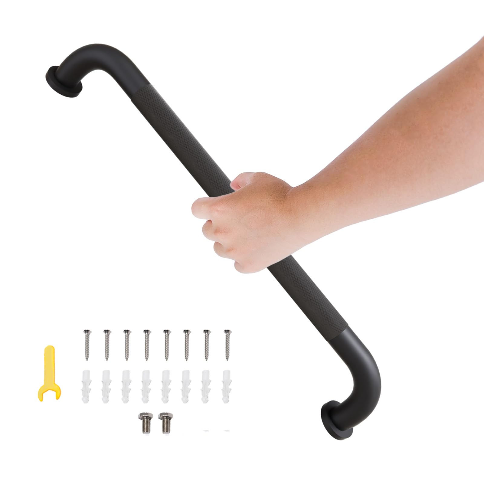 24 Inch Shower Grab Bar, Bathroom Grab Bar Handle with Anti-Slip Knurled Grip, Stainless Steel Bath Balance Bar, 1.25" Diameter Bath Safety Bar