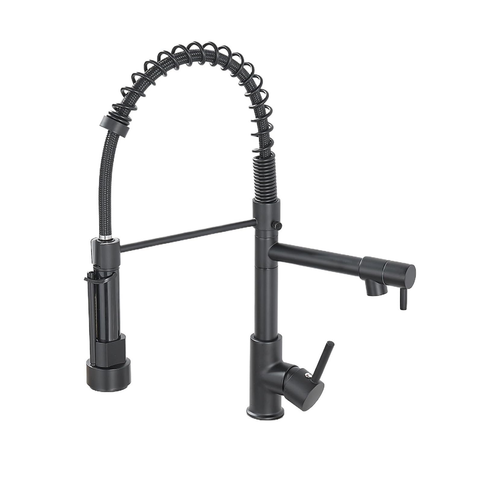 Robinet mitigeur à ressort noir pour évier de cuisine avec eau chaude et froide