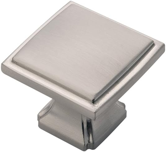 Hickory Hardware P3240-SN-10B Bridges Collection Cabinet Hardware Knobs - Traditional Kitchen Cabinet Knob for Cupboard Drawer Pulls & Dresser Knobs Satin Nickel Finish 1-1/4 Inch Square 10 Pack