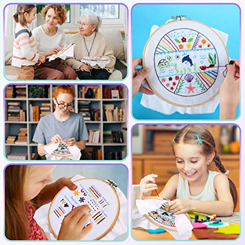 9 Sets Embroidery Stitch Beginners Practice Kits Cross Stitch Kits To Learn Different Stitches Crochet Punch Needlepoint Kits For Adults Kids Craft Lover Embroidery Fabric Embroidery Skill (Classic) #TOP4