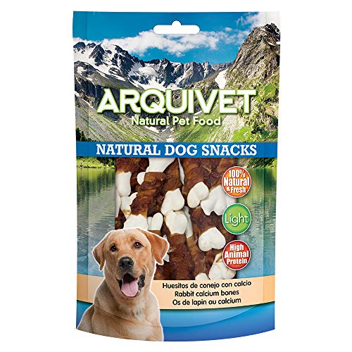 ARQUIVET Huesitos de Conejo con Calcio 100 gr - Snacks Naturales para Perros - Chuches, premios, golosinas y recompensas caninas - Alimento complementario