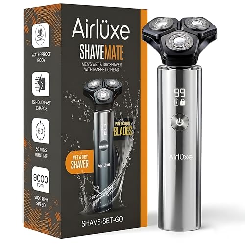 Image of Airluxe ShaveMate Electric Shaver for men use with or without foam Rechargeable Beard Razor Machine for Clean Shaving Professional Grooming 1 year replacement warranty