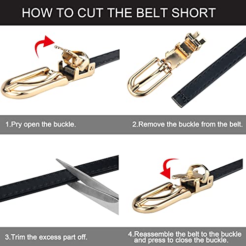 2 Pack Thin Belts For Women Leather Skinny Belt For Dress Adjustable (Black+Brown, S) #TOP5