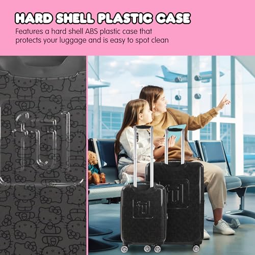 Concept One Hello Kitty 2 Piece Rolling Luggage, Hardside Suitcase with Spinner Wheels, 21 and 29 Inch, Black4