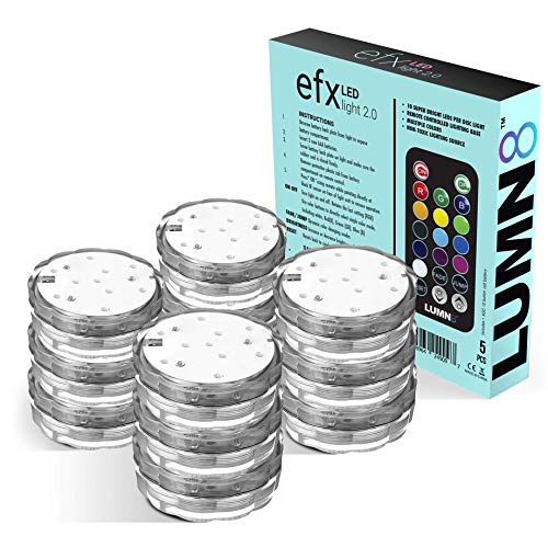 Lumn8 Efx By Boundery - Multicolor Accent Submersible, Waterproof Led Lights - Premium Indoor &Amp; Outdoor Battery Operated Lights - Led Puck Light For Events, Patio, Pool, Hot Tub, Shower - 12-Pack