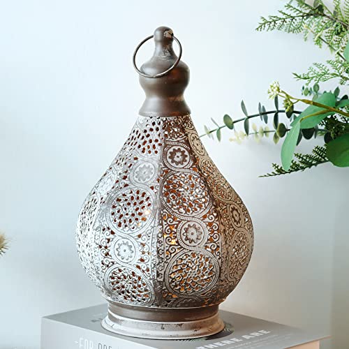 JHY DESIGN Lampe de Table de Chevet Marocaine 29,5cm Lanterne Electrique Vintage Abat-jour Marocain Oriental en pour Courtyard au jardin Intérieur Extérieur...