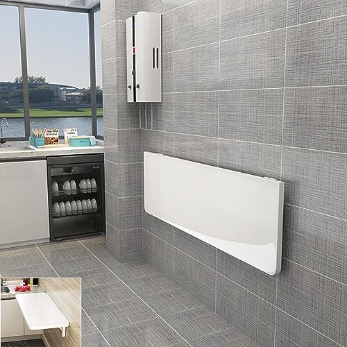 HJYBFA Escritorio Plegable de Pared - Mesa Flotante montada en la Pared, Banco de Trabajo de Madera Resistente para lavandería, diseño Compacto, Superficie Estable y versátil
