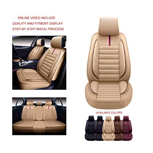 OASIS AUTO OS-001 Leather Car Seat Covers, Faux Leatherette Automotive Vehicle Cushion Cover