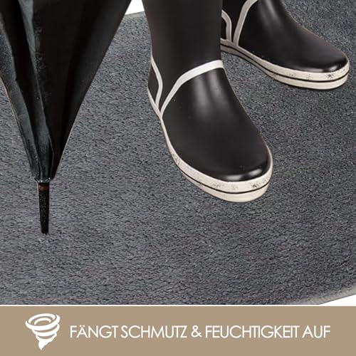 HiChiclife Fußmatte 40x60 cm Dunkelgrau – Schmutzfangmatte Waschbar rutschfest mit TPE Rückseite – Türmatte Eingang Innen – Fußabtreter für Haustür, Flur, Küche – Ideal für Haustiere & Kinder